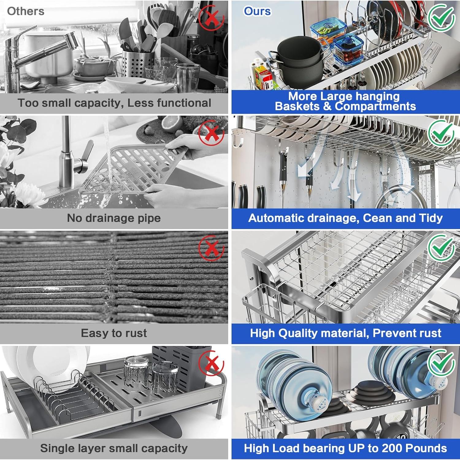 Escurridor de Platos LIVOD 3 Niveles Acero Inoxidable Ajustable