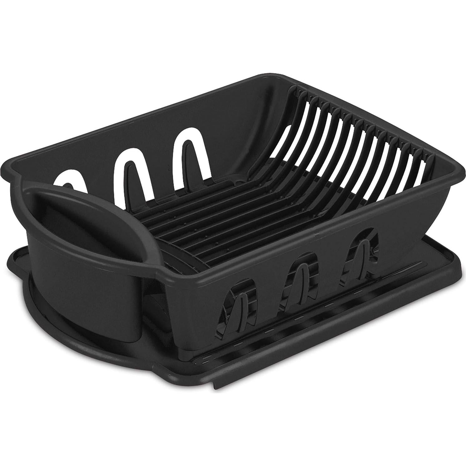 Escurridor de Platos Tribello Negro con Bandeja Drenaje 38x25cm