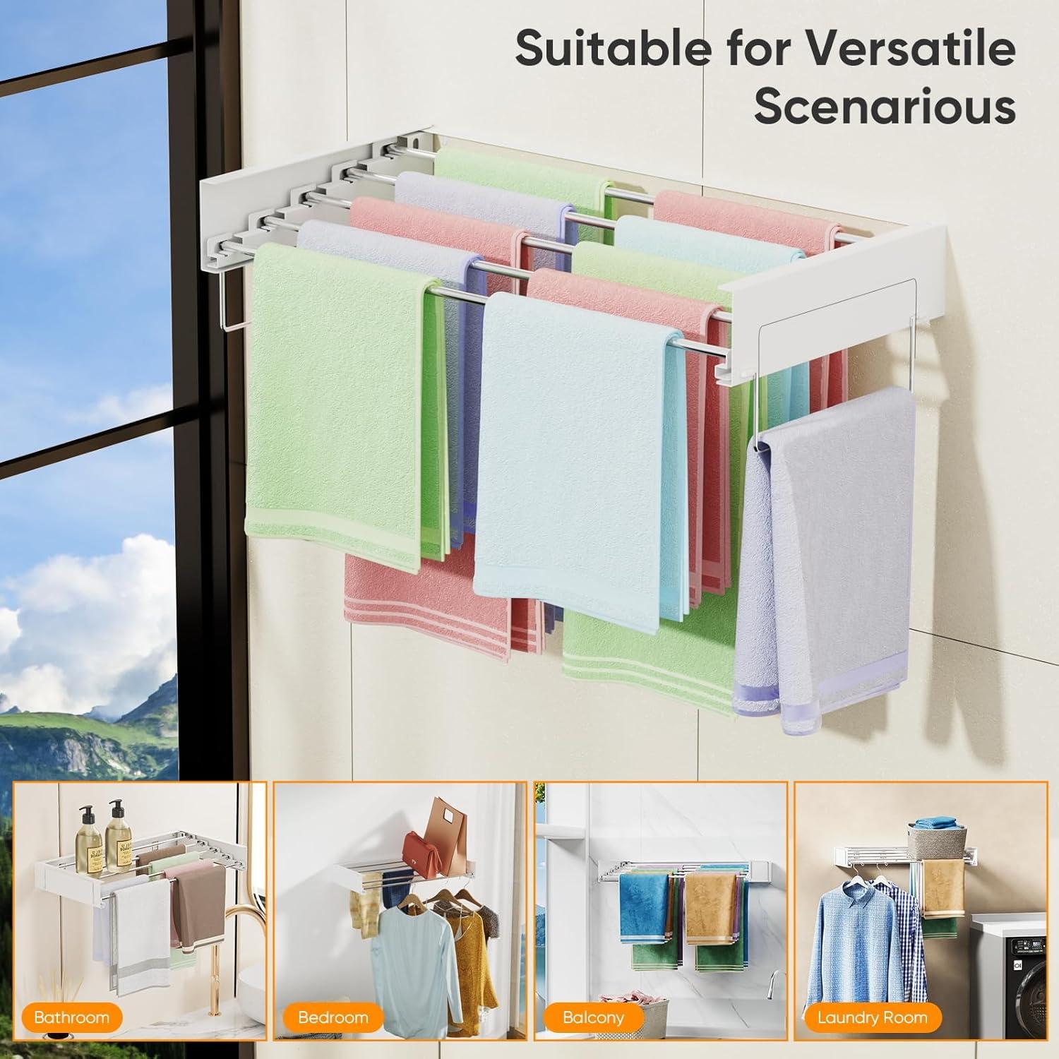 Estante de Secado Plegable Keepwaters 80 cm Montado en Pared