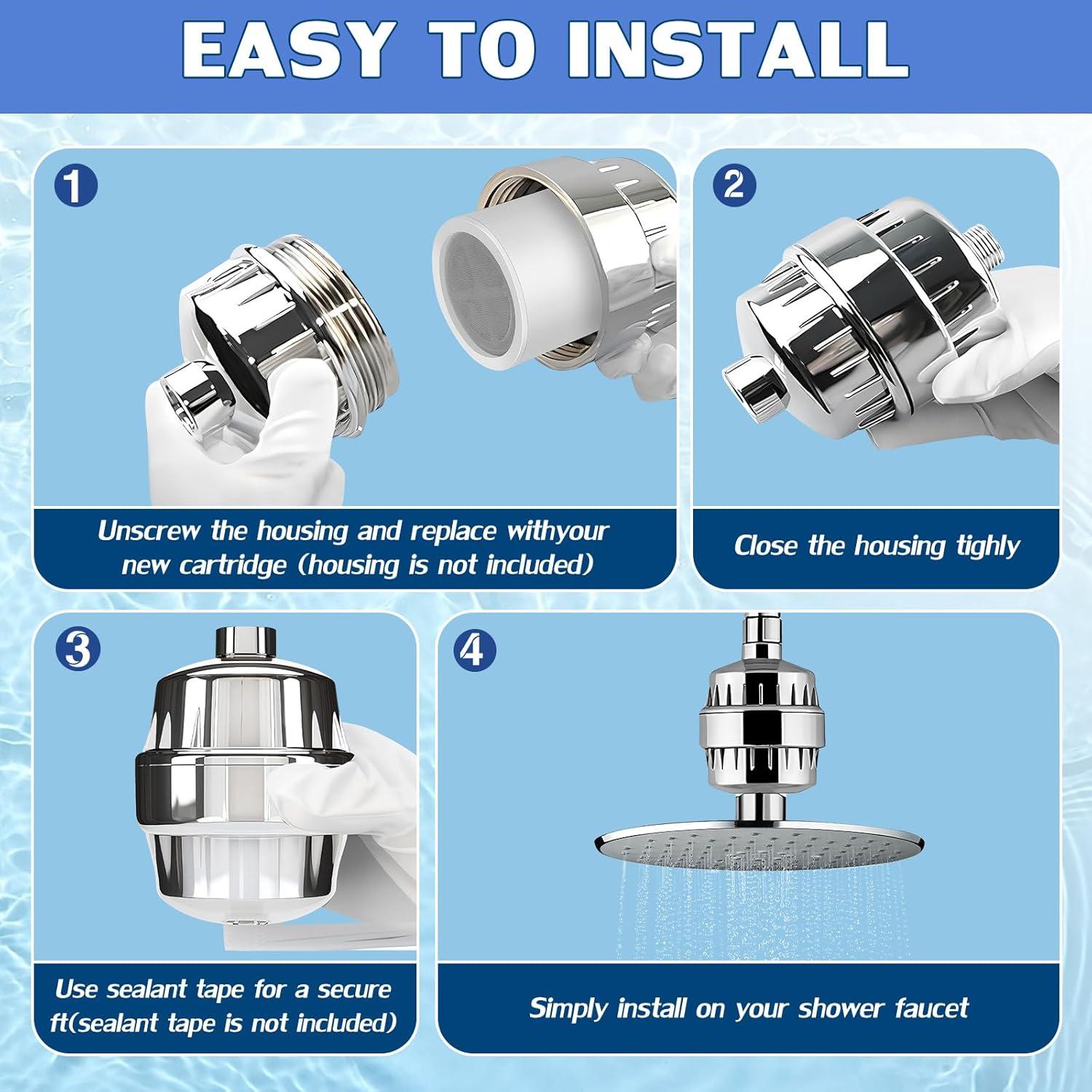 Paquete de 8 cartuchos de filtro de ducha Waai Richeraza 20 etapas