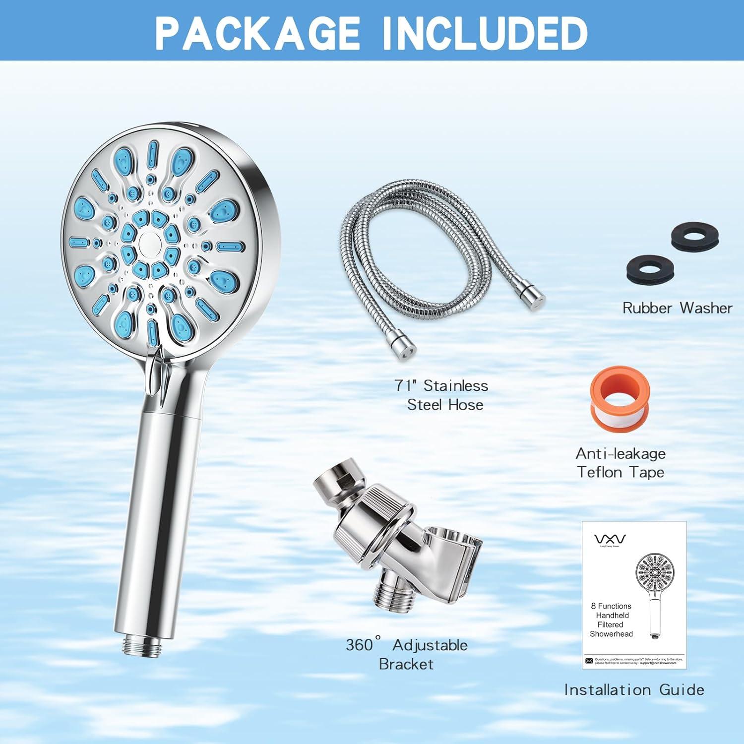 Cabezal de Ducha Filtrado VXV 25.4 cm, 8 Modos, Cromo