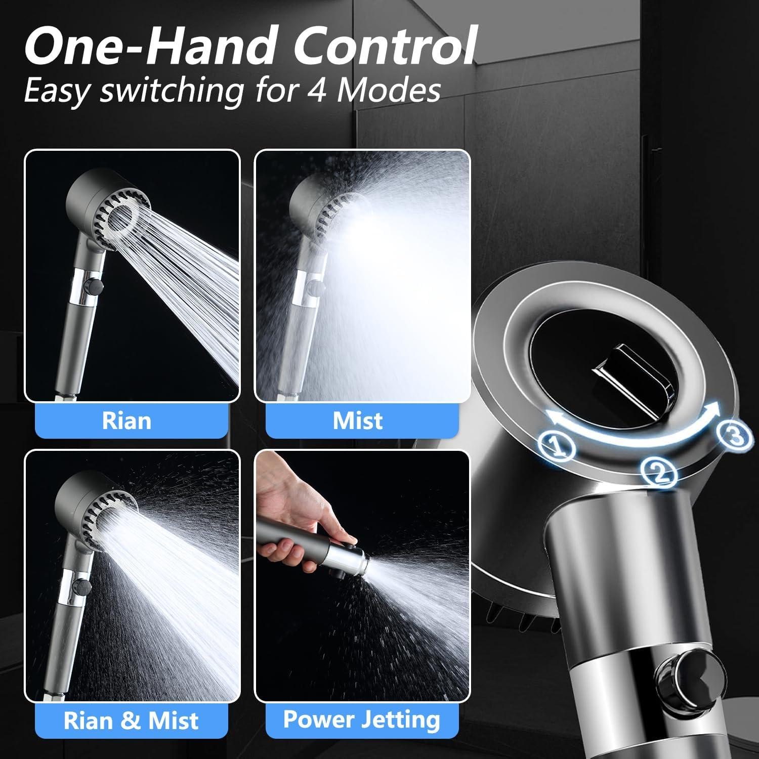 Cabezal de Ducha de Alta Presión XZLNZB con Filtro y 3 Modos