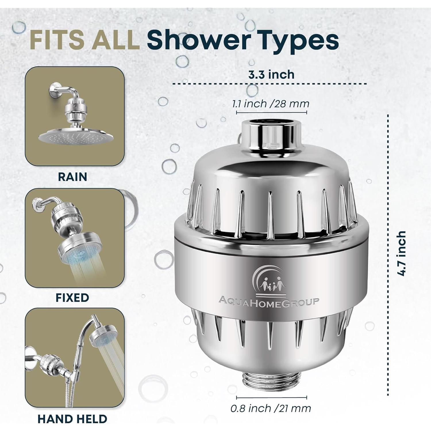 Filtro de Ducha AquaHomeGroup para Agua de Pozo - 5 Etapas