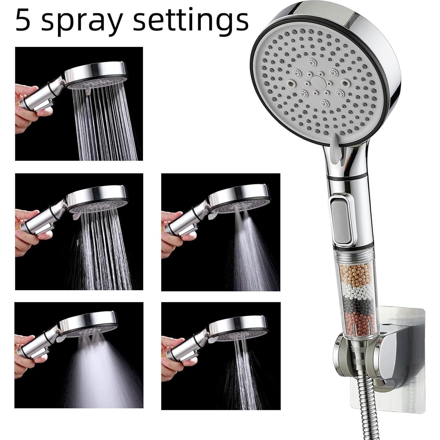 Cabezal de Ducha RV UYofo con Manguera 149.86 cm y Filtro