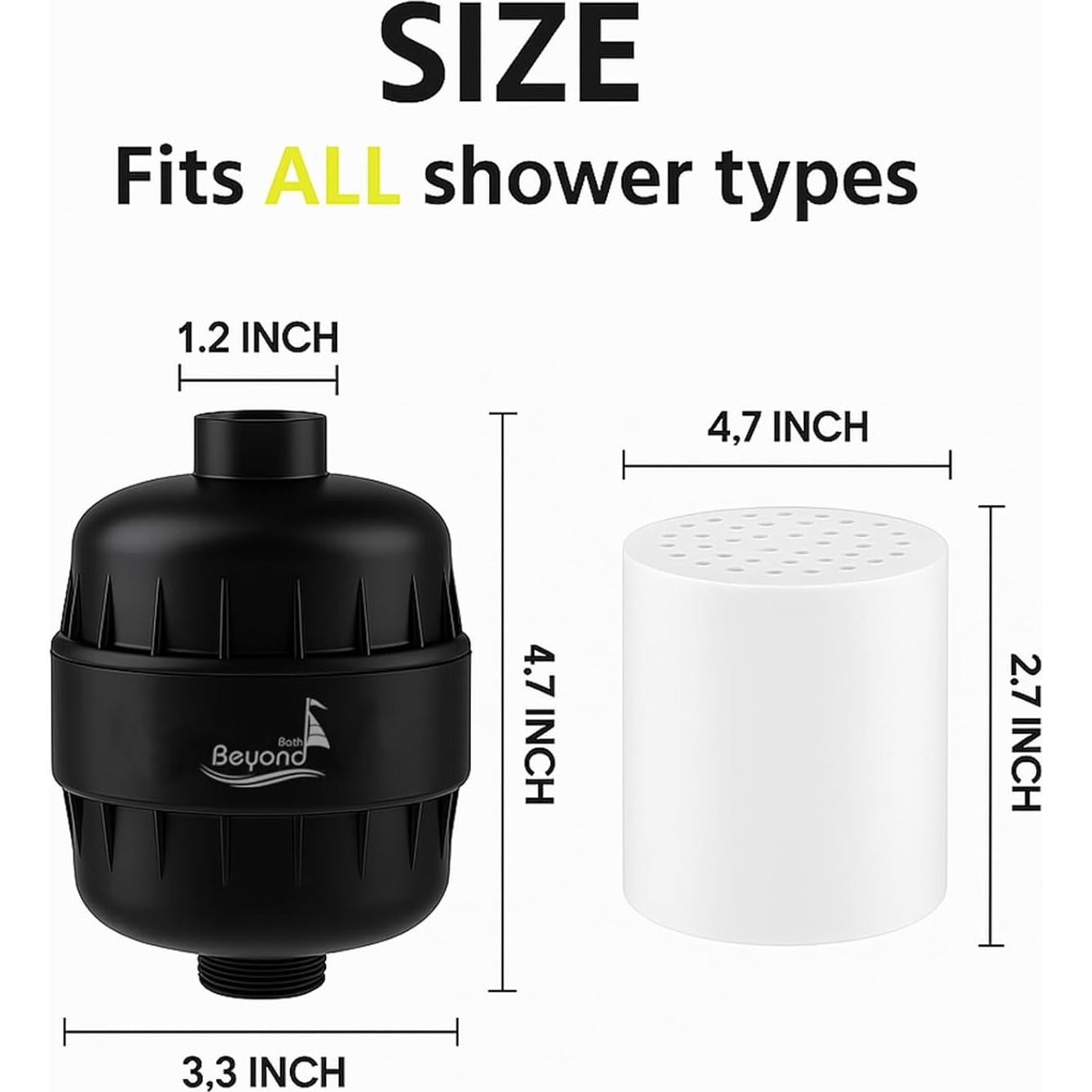 Filtro de Ducha Bath Beyond 30 Etapas Negro - Reduce Cloro y Piel Seca