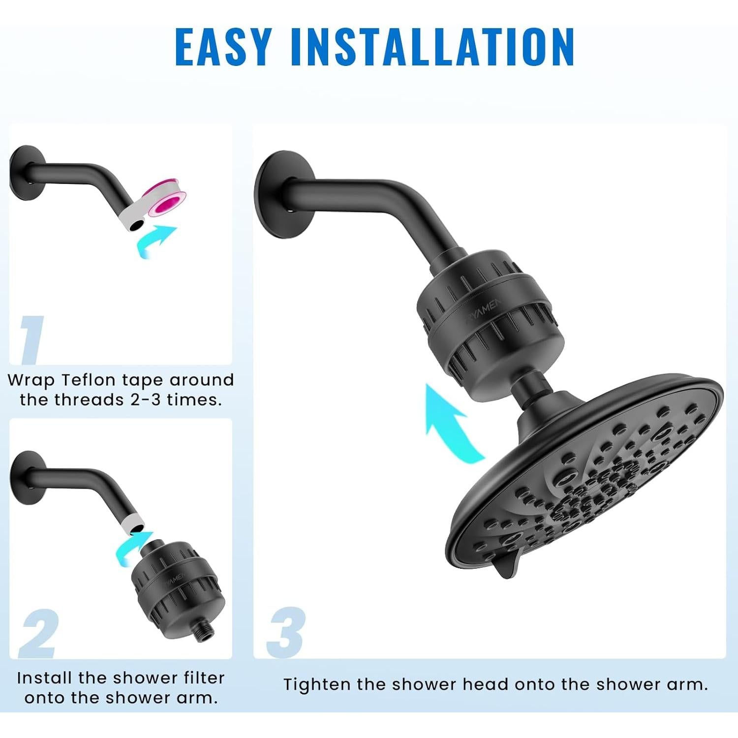 Filtro de Ducha Ryamen ACSF0004 con Remoción de Cloro y Metales