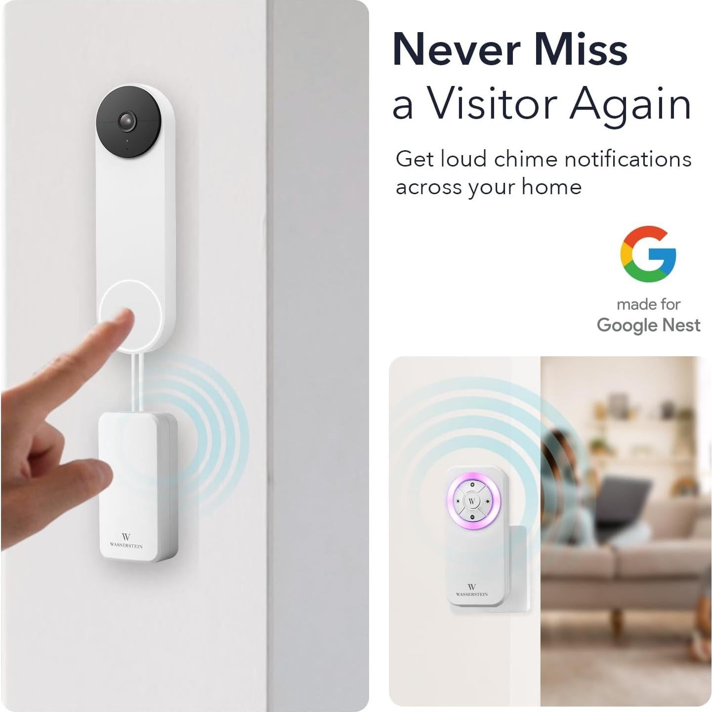 Timbre Wasserstein para Google Nest Doorbell Con Cable 2ª Gen