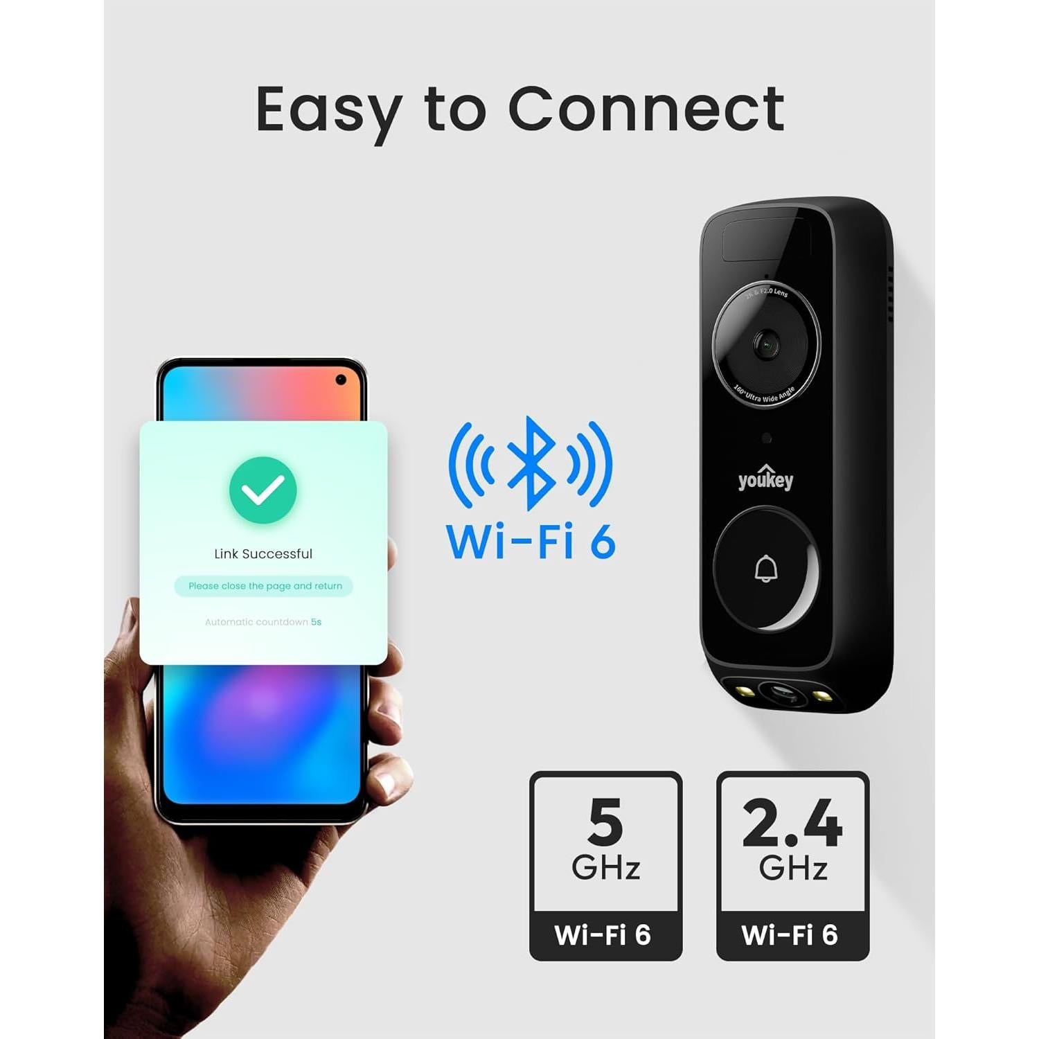 Cámara de Timbre Inalámbrico Youkey DB312 2K Doble Cámara AI