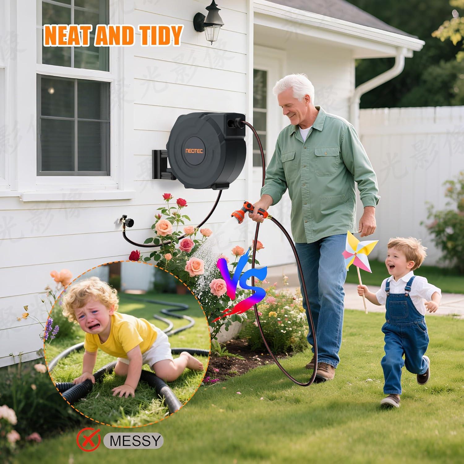 Carrete de Manguera de Jardín Retráctil NEOTEC 1/2" x 12m