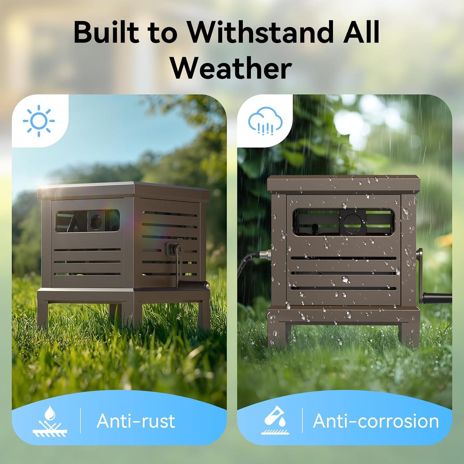 Carrete de Manguera Relhost 100 pies 5/8" Metal Marrón