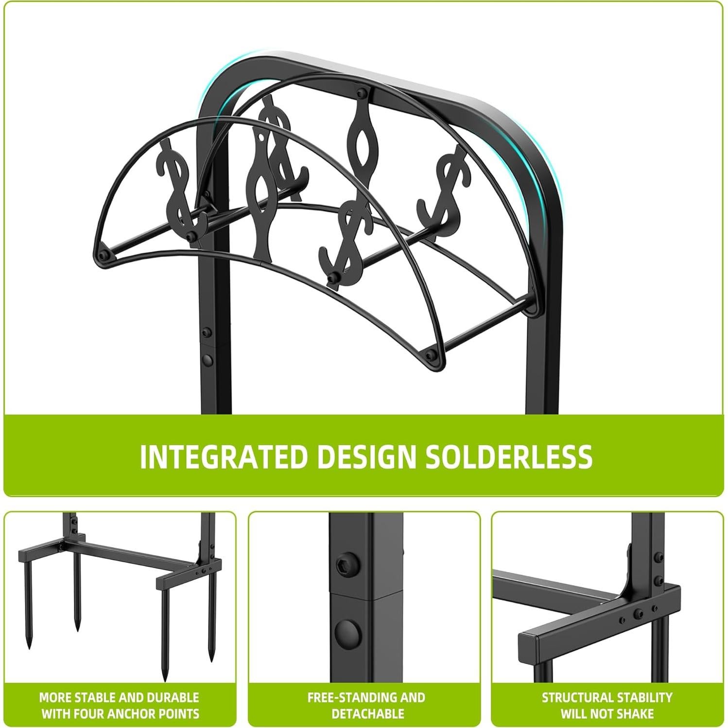 Soporte para Manguera de Jardín WiwiIron Metal 4 Picos 45.72m