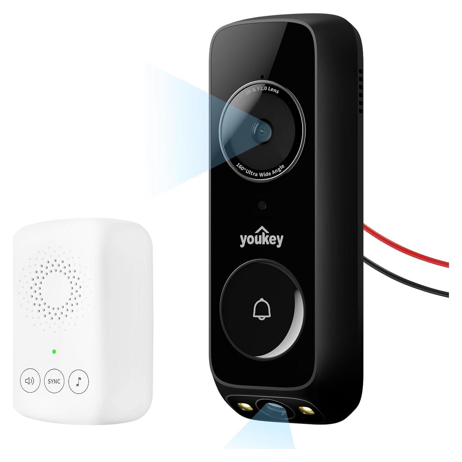 Cámara de Timbre con Cable Youkey DB322 2K Doble Cámara