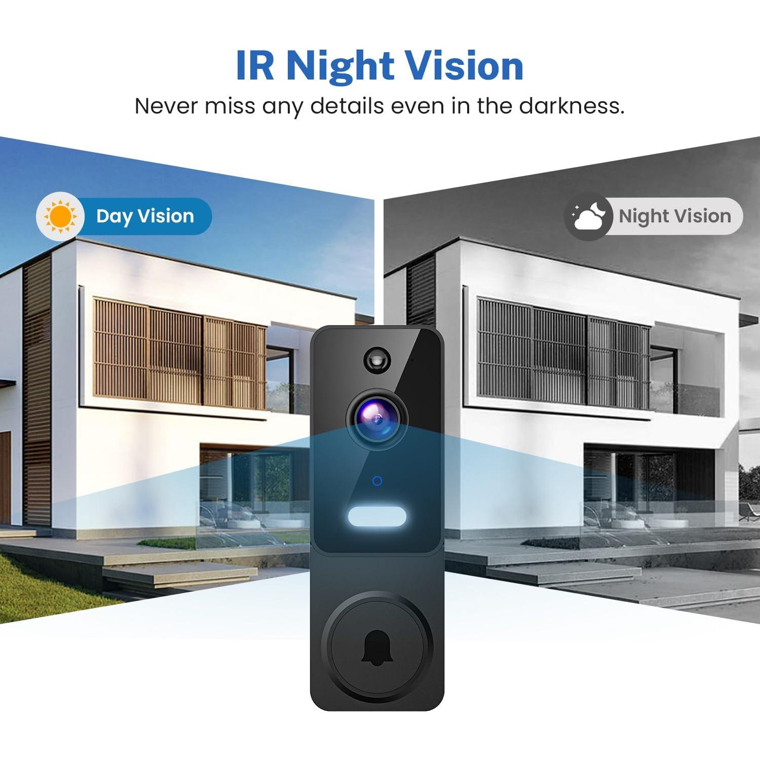 Cámara Timbre Video Inalámbrica FineLuck P80 1080p Negro