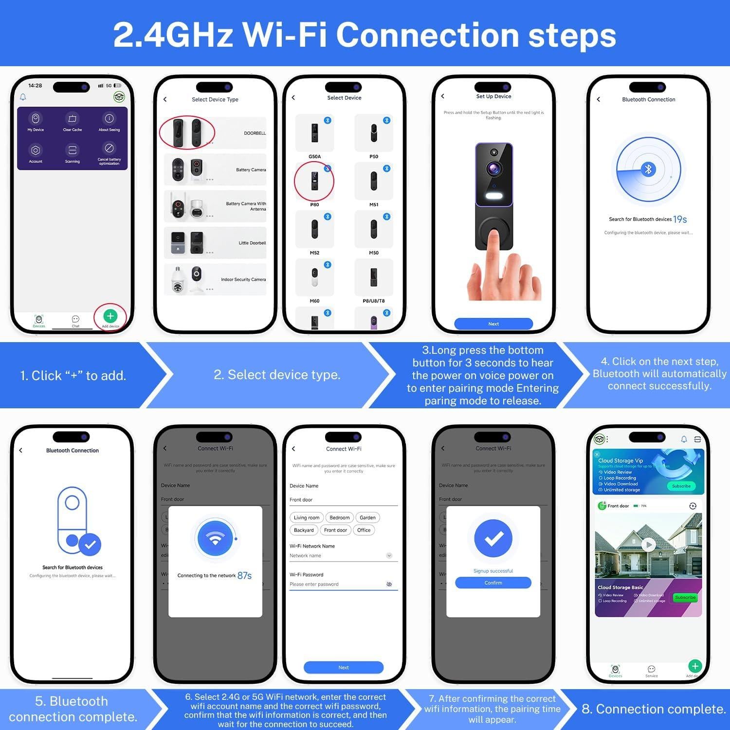 Cámara Timbre Video Inalámbrica FineLuck P80 1080p Negro