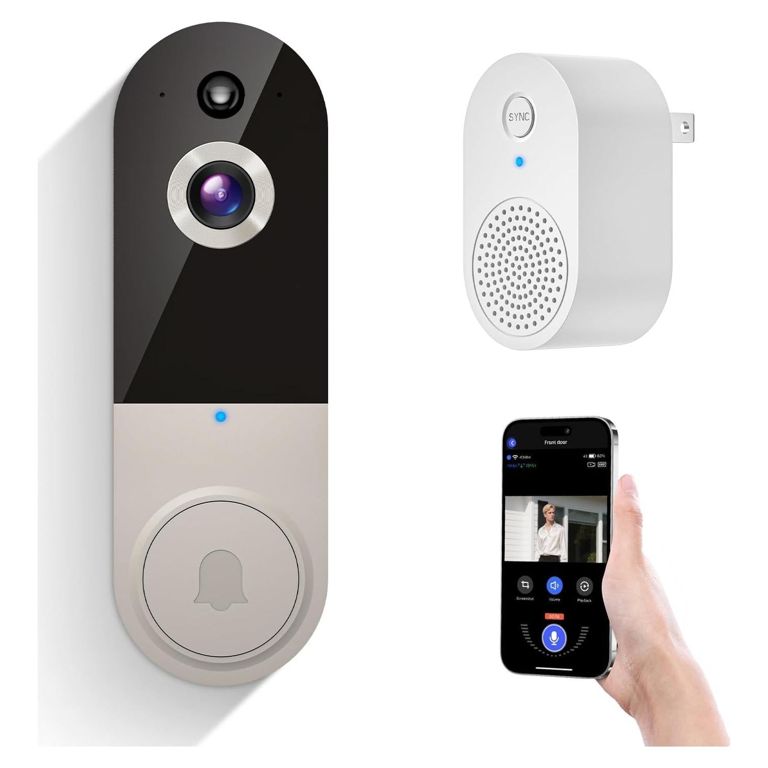 Cámara de Timbre de Video Inalámbrica SearByte T50 1080p WiFi