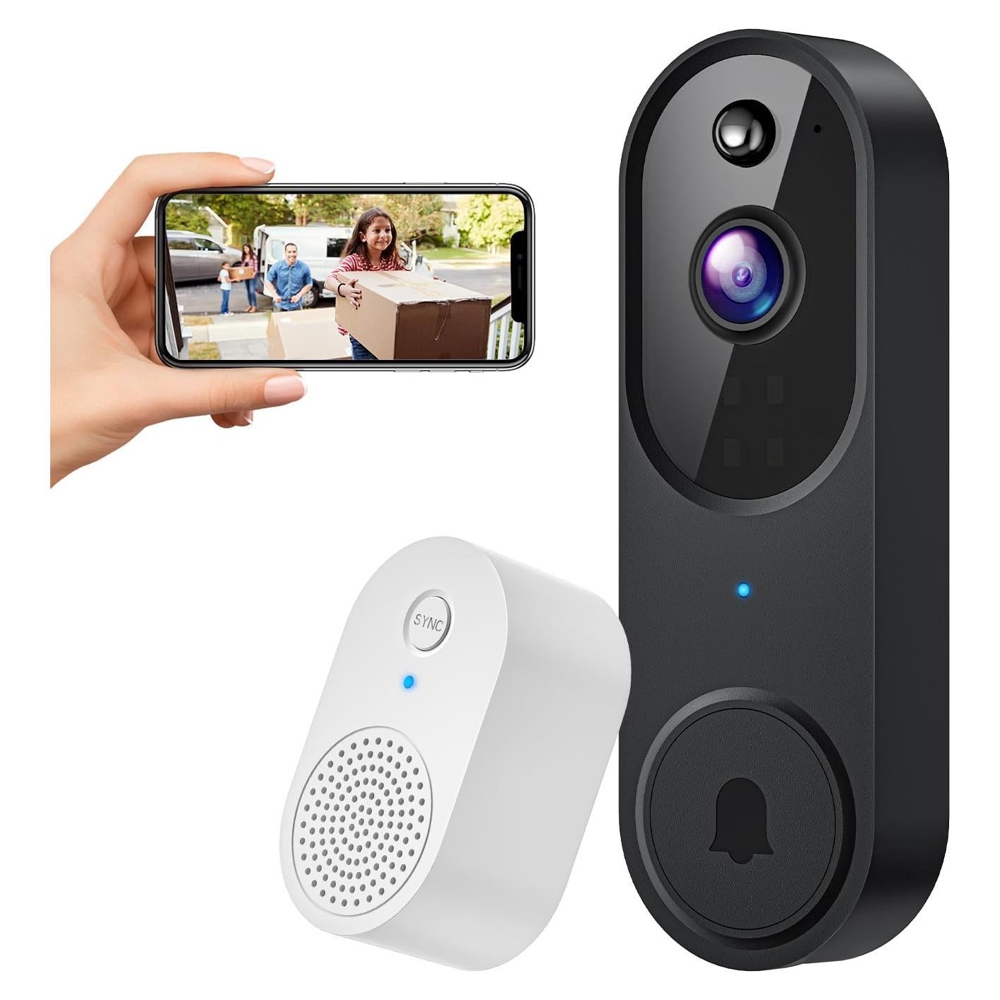 Cámara de Timbre Inteligente SearByte M50 1080p Wi-Fi Negro