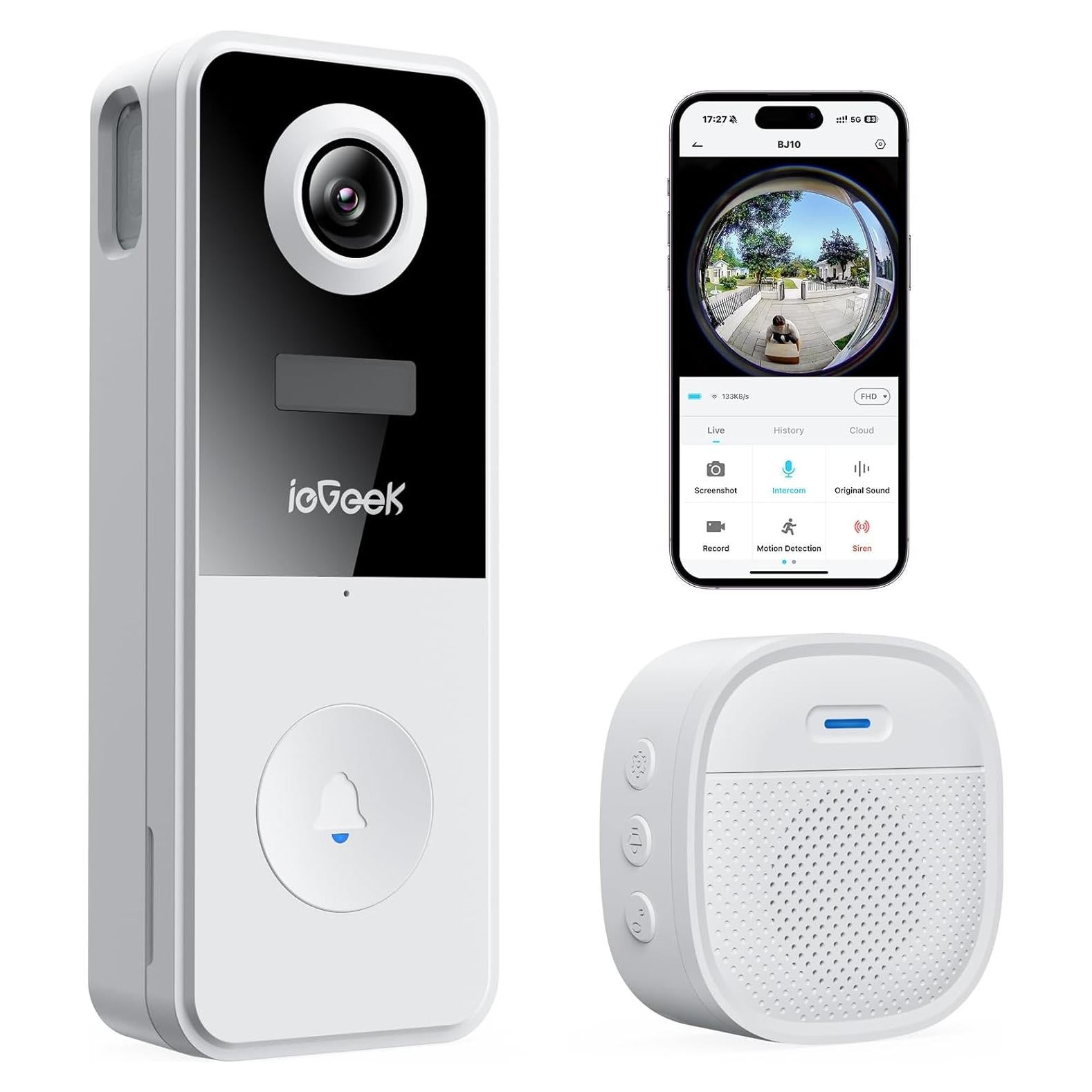 Cámara de Timbre Inalámbrica ieGeek Bell J10 3MP 180°