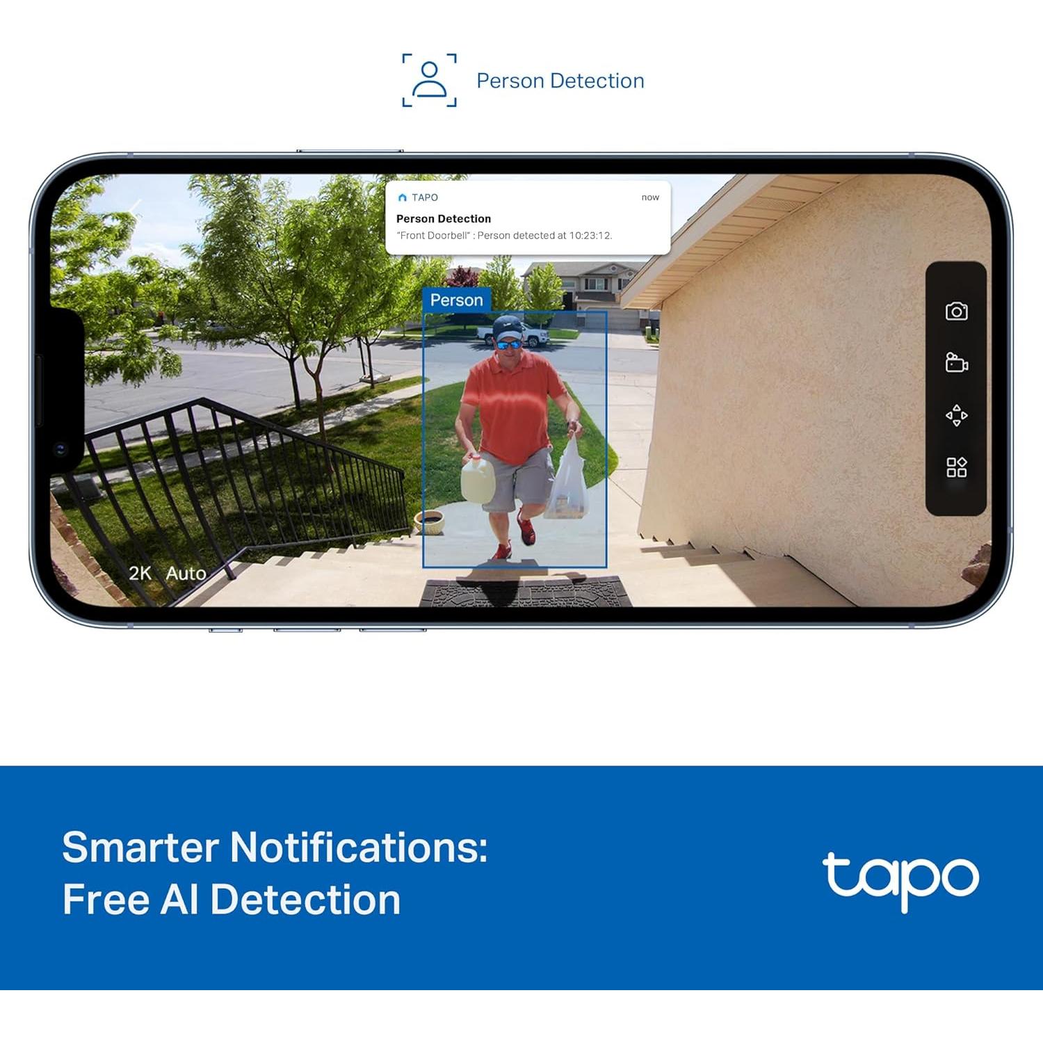 Cámara Timbre Inalámbrico Tapo D205 - 2K, 160° Vista, AI