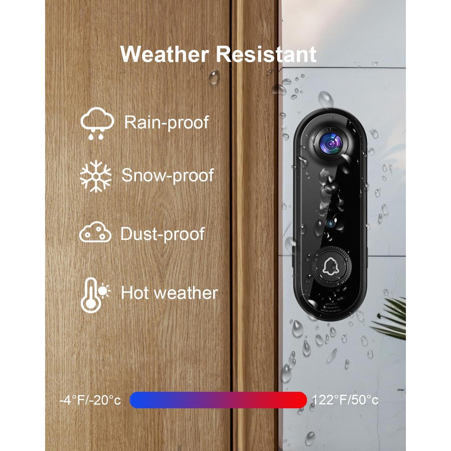 Cámara de Timbre Inalámbrica 2K Eudic J5 con Visión Nocturna