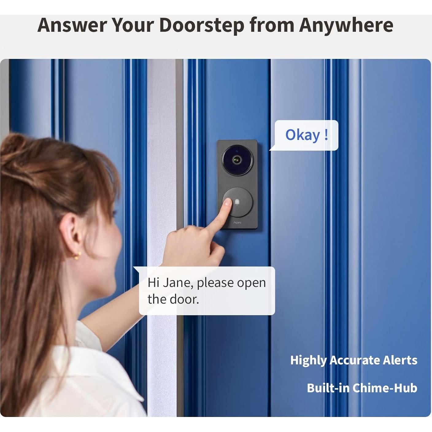 Cámara Timbre Inteligente Aqara G410 2K Wi-Fi Negro