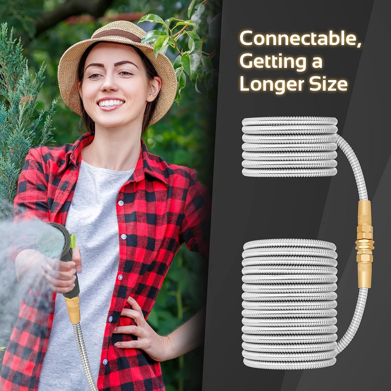 Manguera de Jardín 360 GADGET 15.24m Acero Inoxidable Flexible