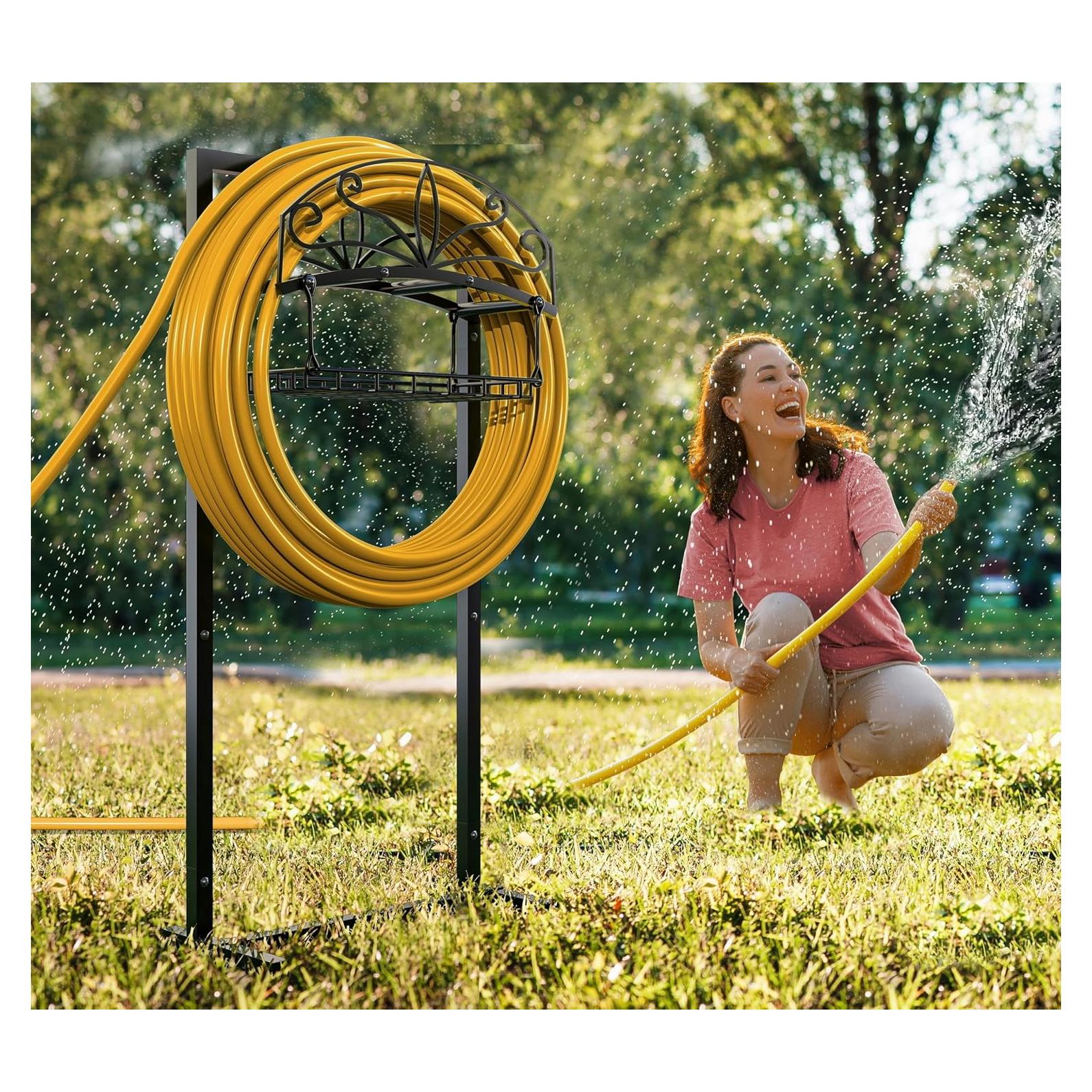 Soporte para Manguera de Jardín Fire Beauty, 54.86m, Negro