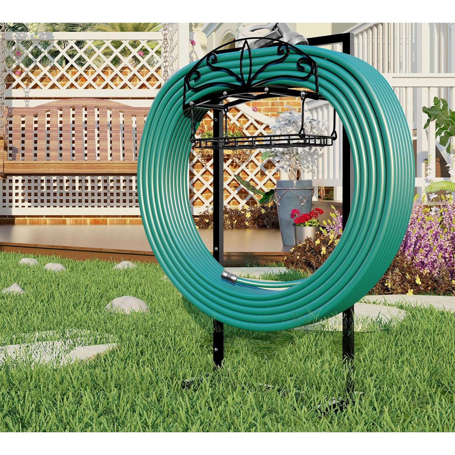 Soporte para Manguera de Jardín Fire Beauty, 54.86m, Negro