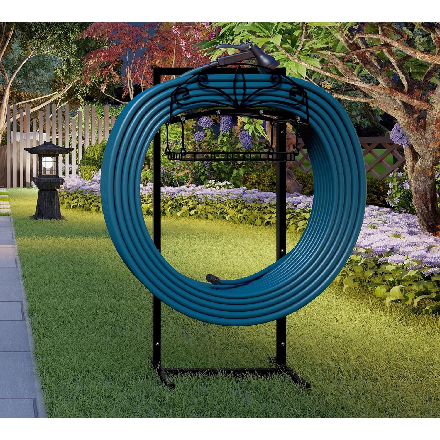 Soporte para Manguera de Jardín Fire Beauty, 54.86m, Negro