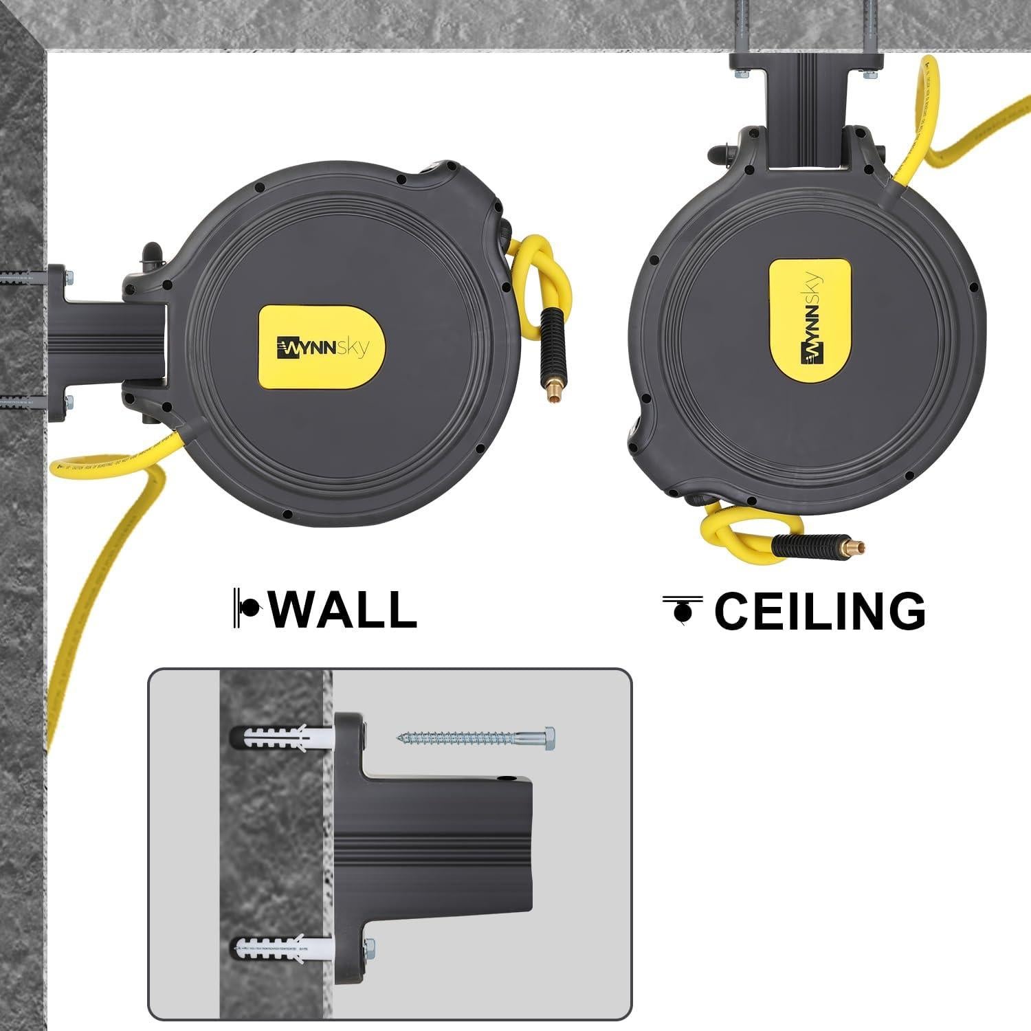 Carrete de Manguera Retráctil WYNNsky 15.24m 3/8" Automático