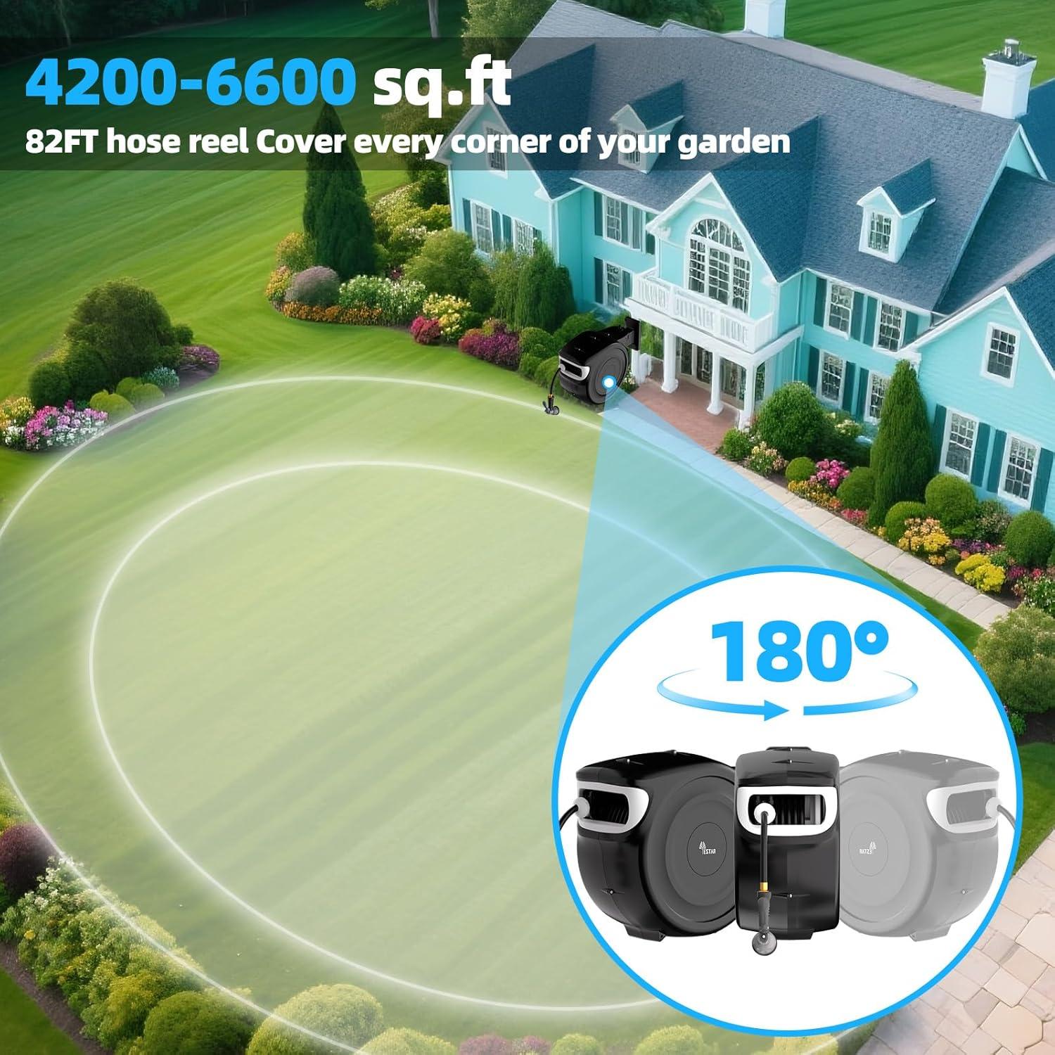 Carrete de Manguera de Jardín Automático Yestar 40m con Boquilla