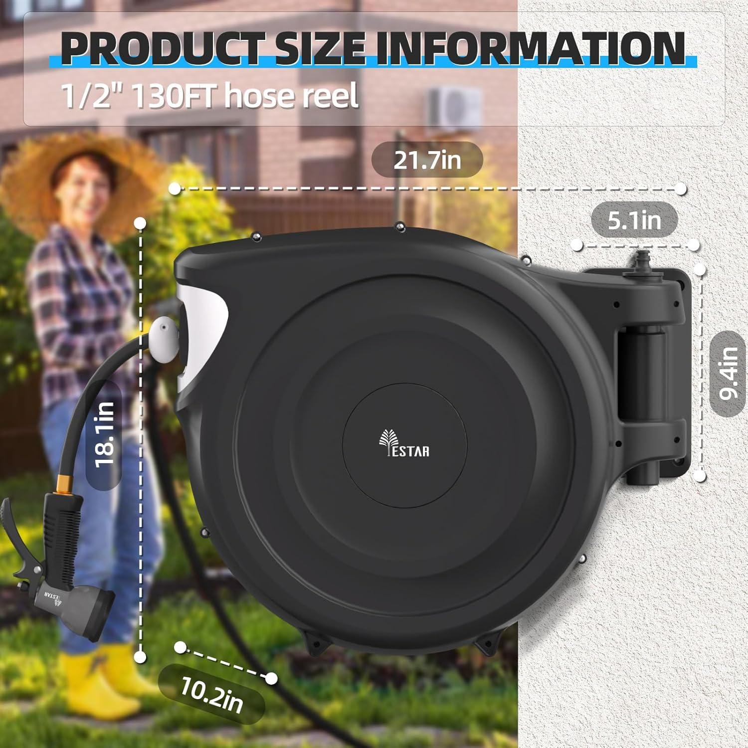 Carrete de Manguera de Jardín Automático Yestar 40m con Boquilla