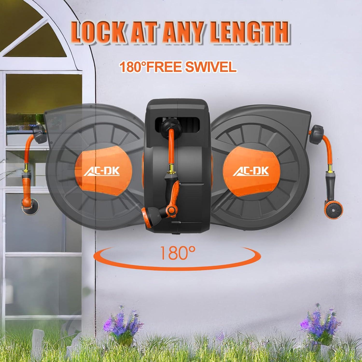 Carrete de Manguera de Jardín Retráctil AC-DK 30.48 m Verde
