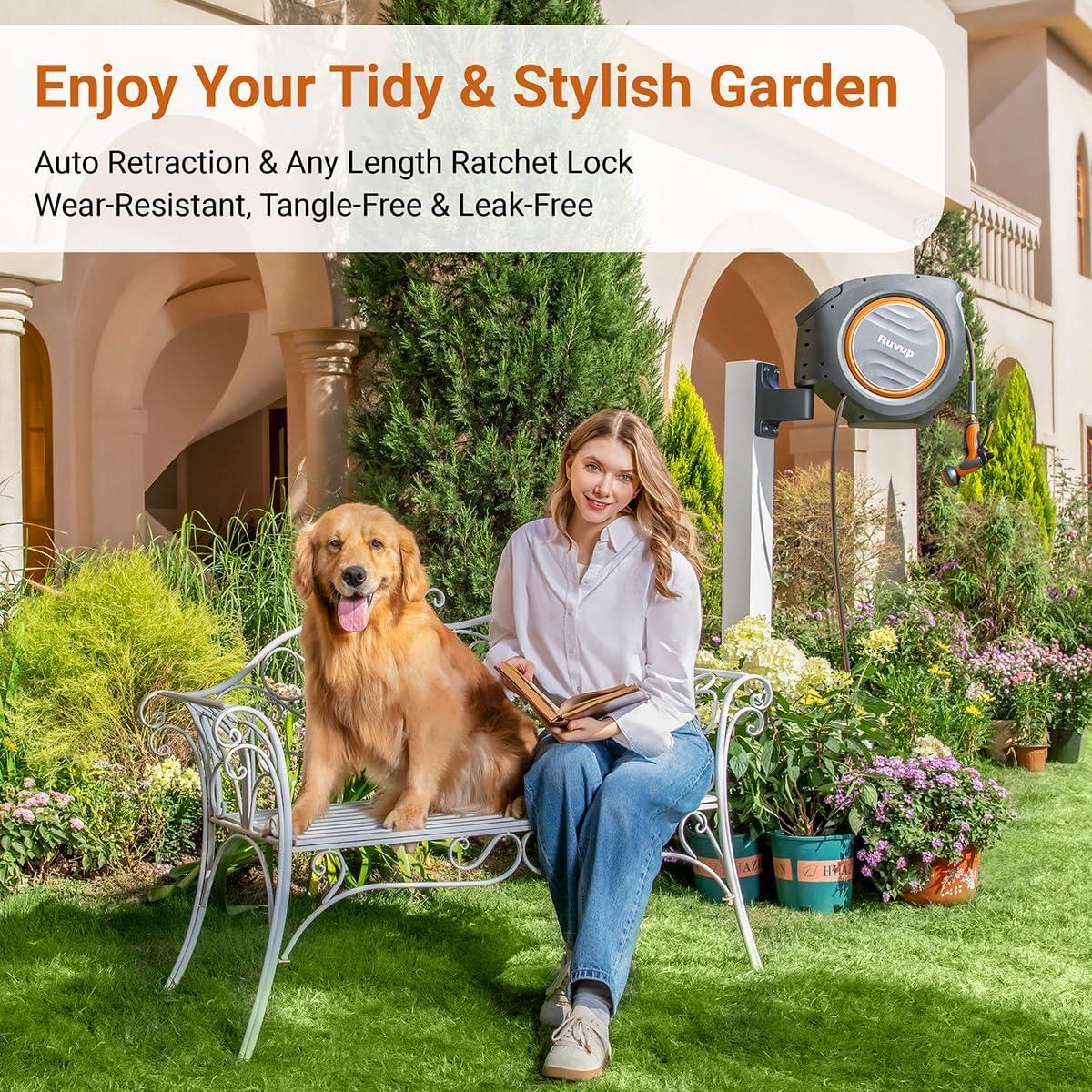 Carrete de Manguera de Jardín Ruvup 5/8" 100ft Automático