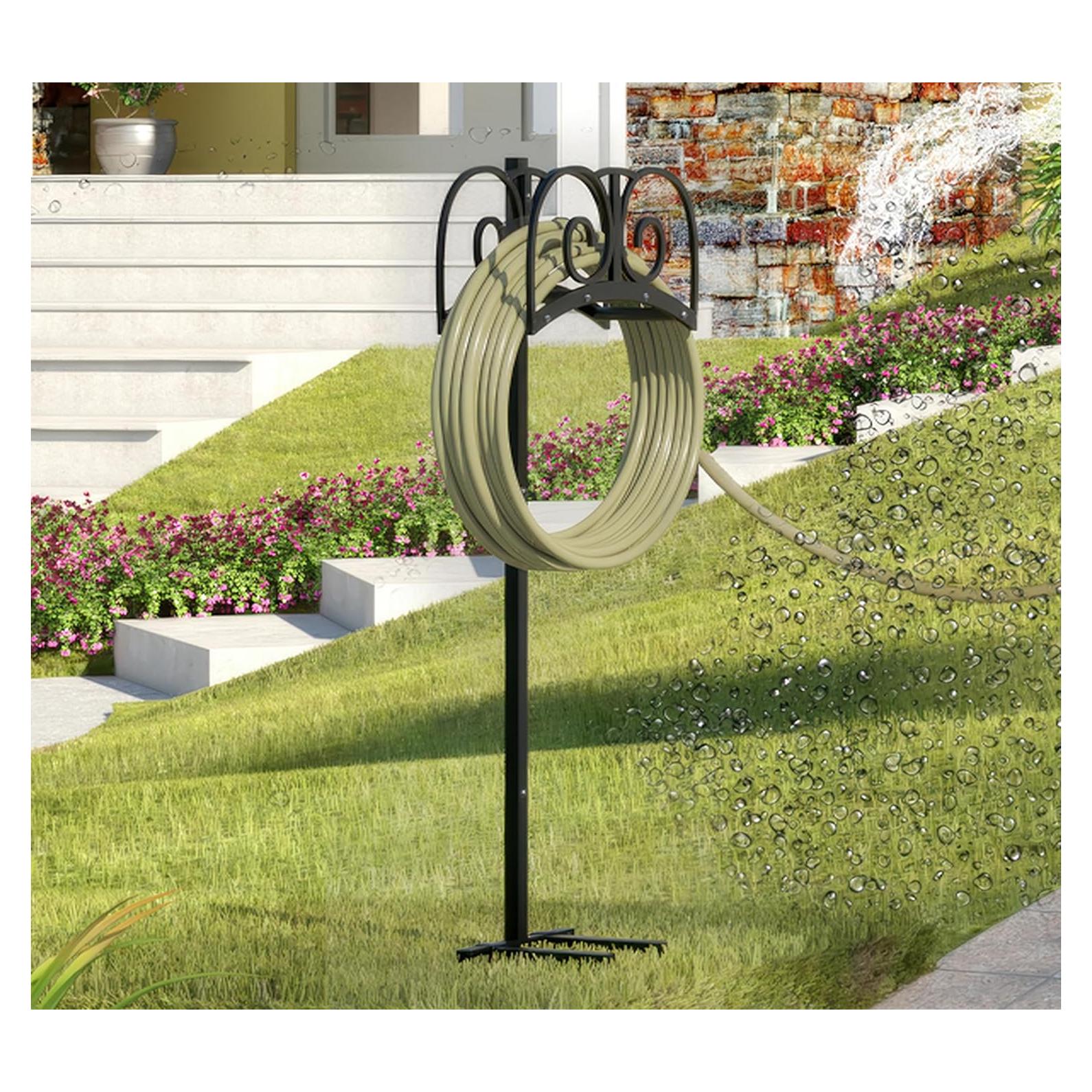 Soporte de Manguera de Jardín Calidola con 4 Picos - 45.72m