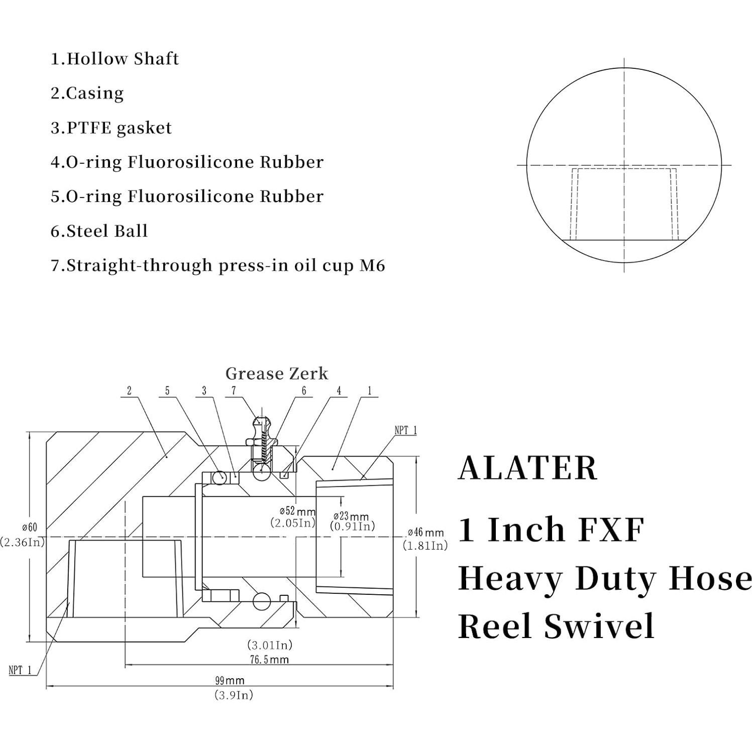 Carrete de Manguera 1" FXF Alater con Engrase Zerk ISO 9001