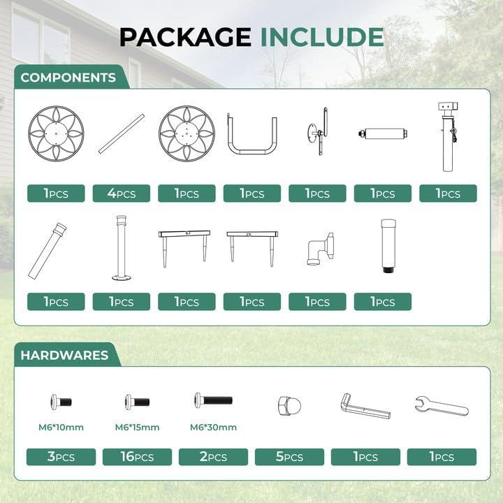 Carrete de Manguera de Jardín Favormony 30.48m Ajustable