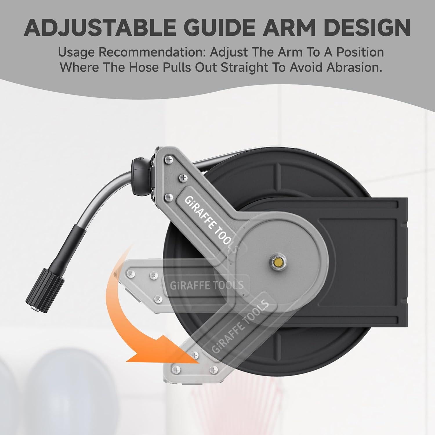 Carrete de Manguera Giraffe Tools 60 pies Retráctil 4000 PSI