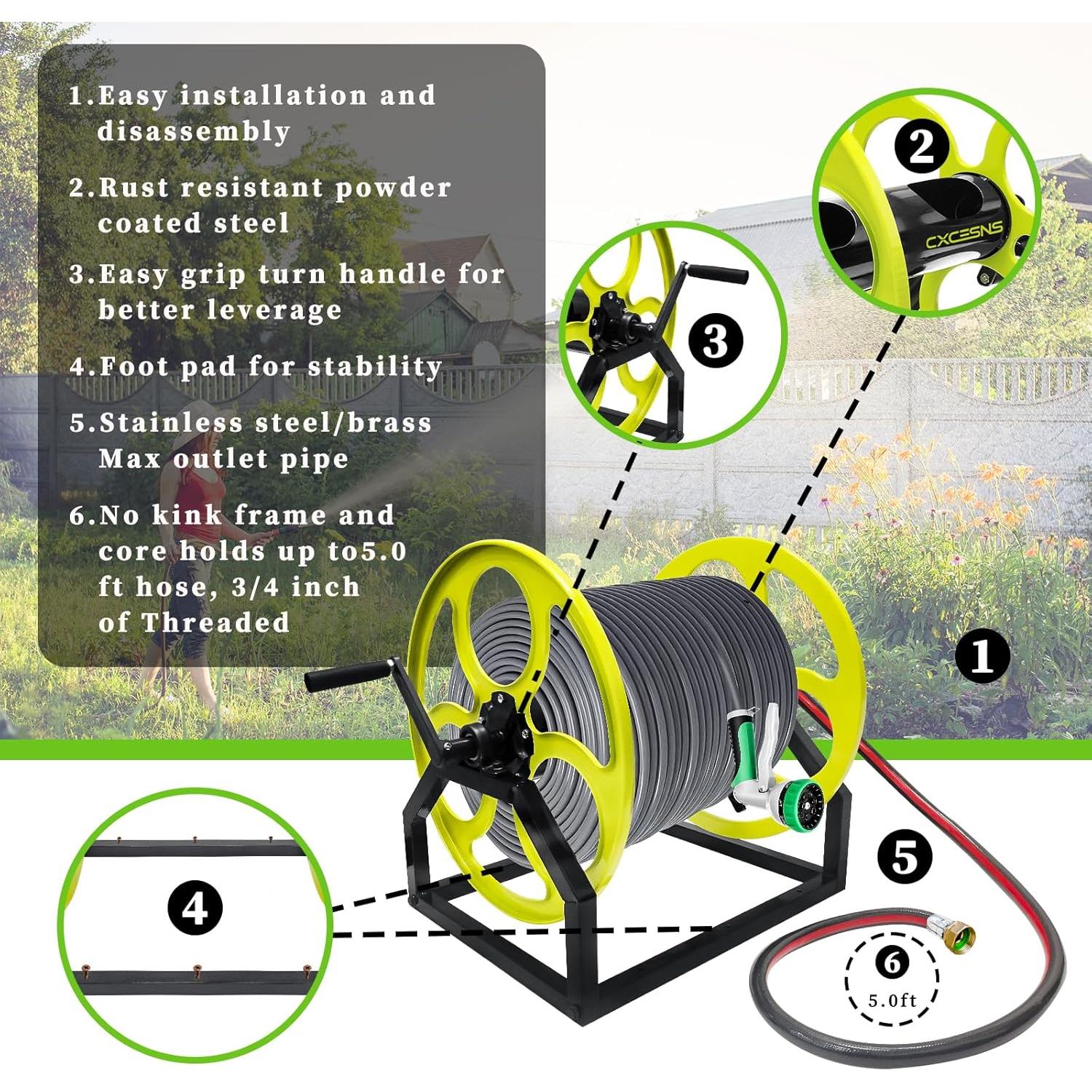 Carrete de Manguera de Jardín CXCESNS 400 pies Montaje Pared