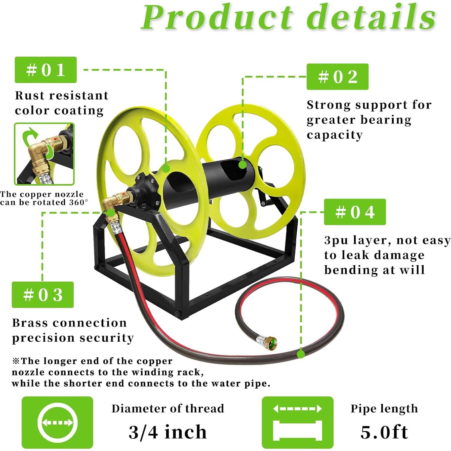 Carrete de Manguera de Jardín CXCESNS 400 pies Montaje Pared