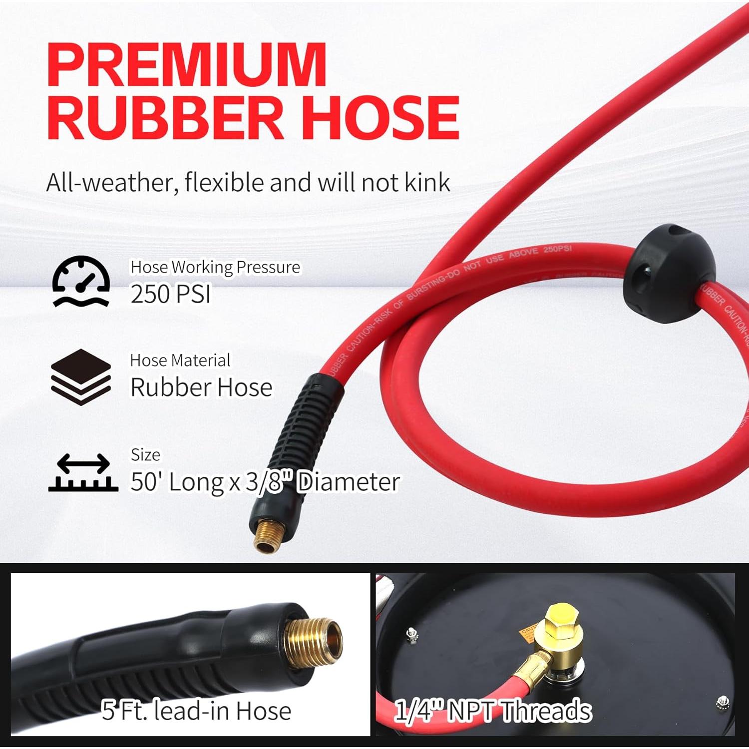 Carrete Retráctil de Manguera de Aire MaxWorks 15.24m 250 PSI