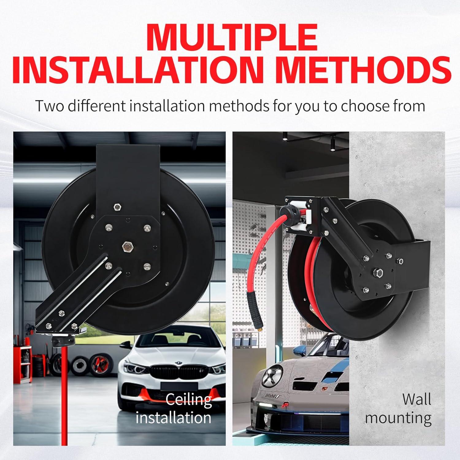 Carrete Retráctil de Manguera de Aire MaxWorks 15.24m 250 PSI