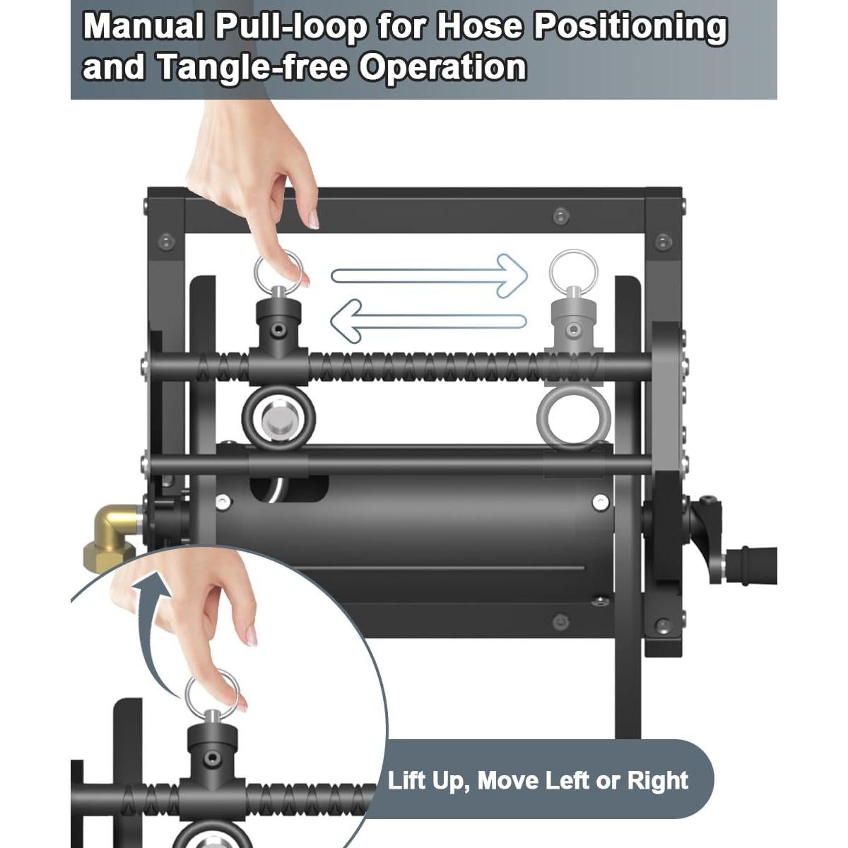 Carrete de Manguera de Jardín Artigarden 125 pies Metal Negro