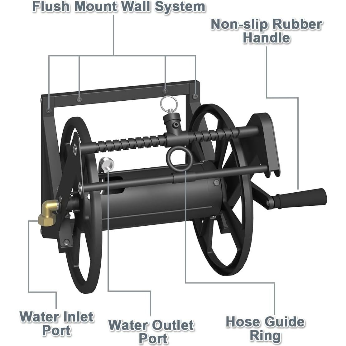 Carrete de Manguera de Jardín Artigarden 125 pies Metal Negro