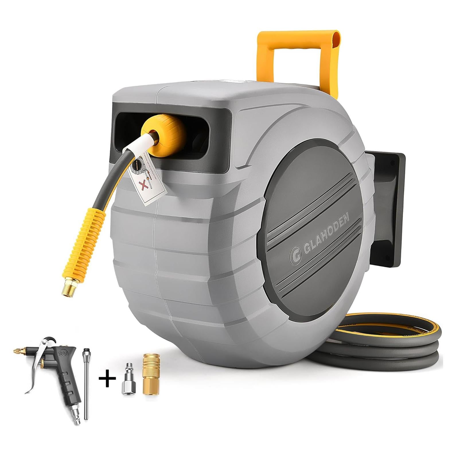 Carrete de Manguera de Aire GLAHODEN 30.48 m 9.53 mm Retráctil