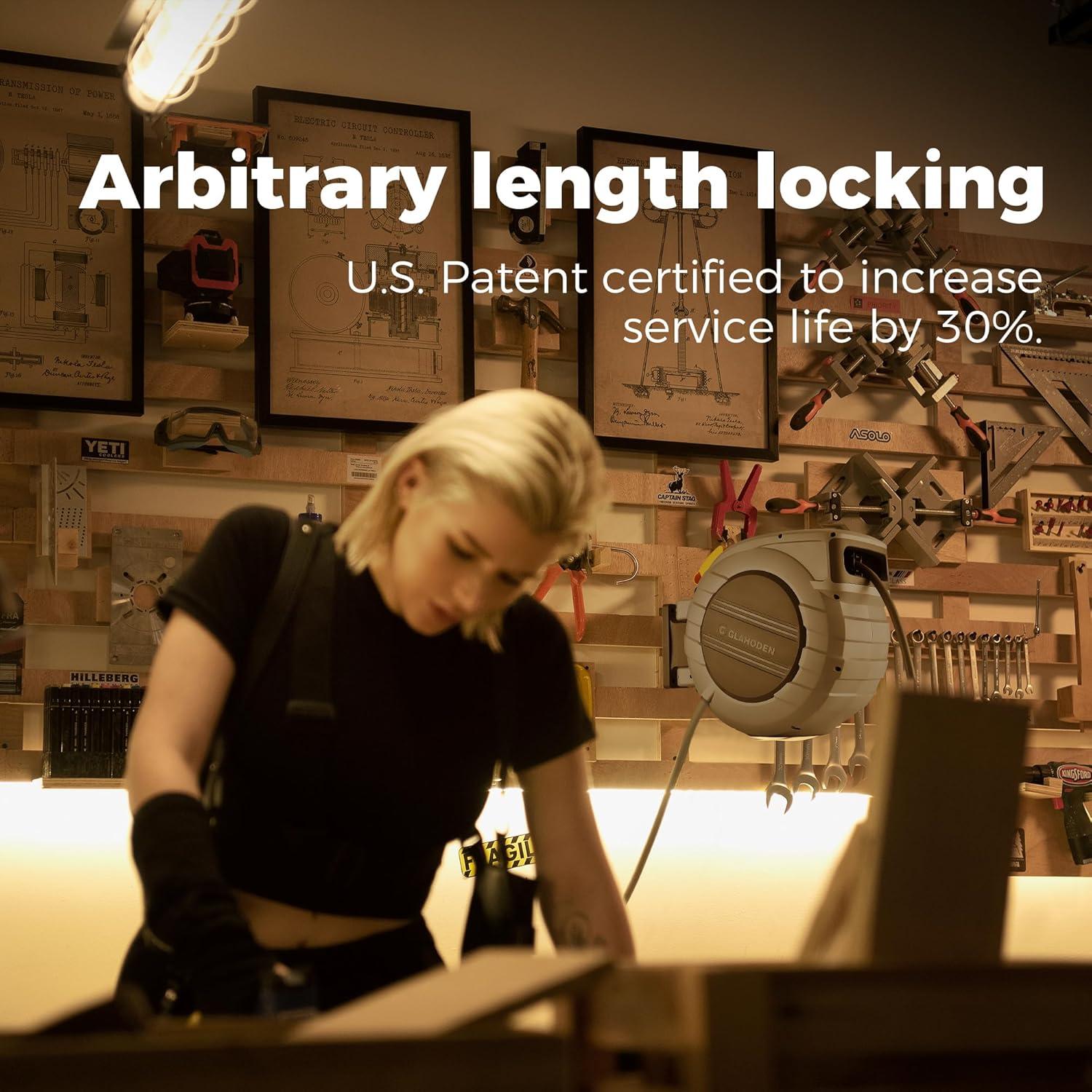 Carrete de Manguera de Aire GLAHODEN 30.48 m 9.53 mm Retráctil