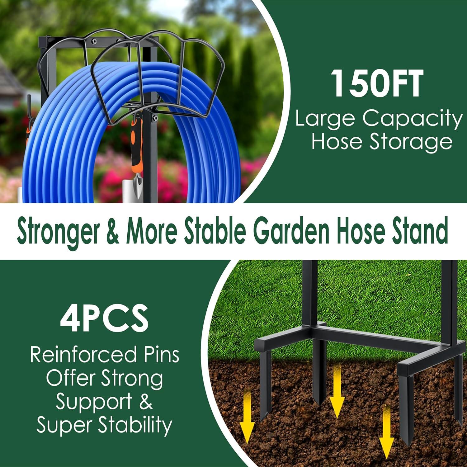 Soporte de Manguera de Jardín EONFAY Metal Resistente 150 pies