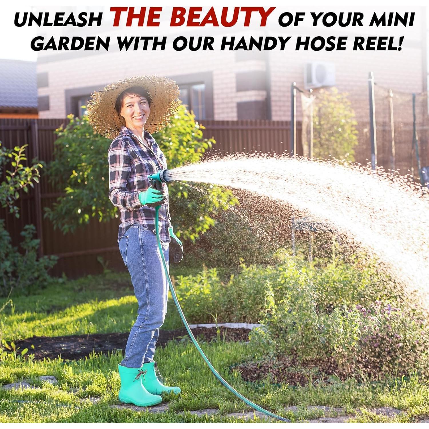 Carrete de Manguera de Jardín KURTEP 50 pies Retráctil Azul