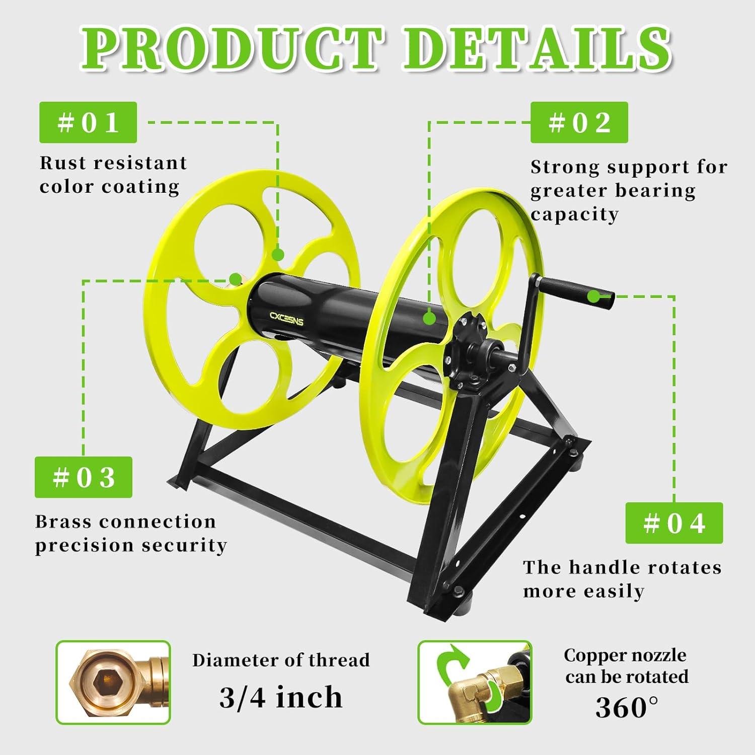 Carrete de Manguera de Jardín CXCESNS 400 pies Acero Inoxidable
