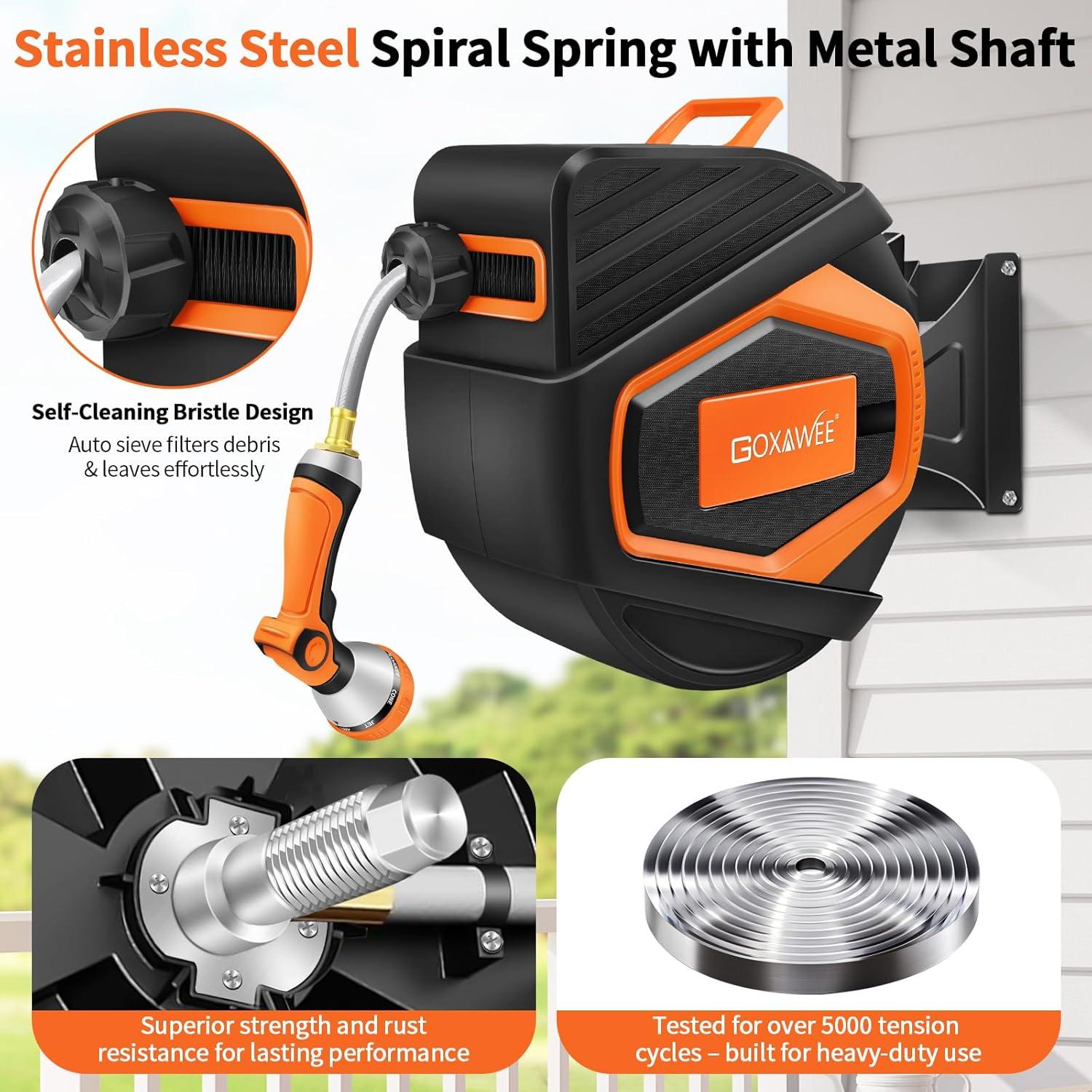 Carrete de Manguera Retráctil GOXAWEE 30.48 m Naranja