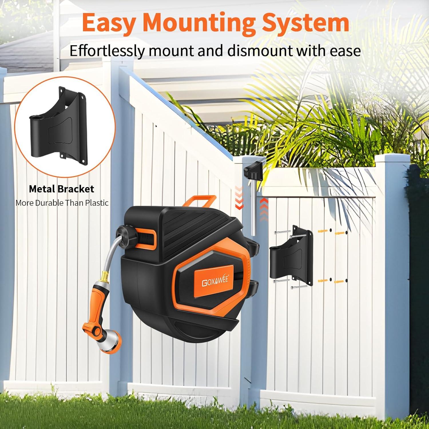 Carrete de Manguera Retráctil GOXAWEE 30.48 m Naranja